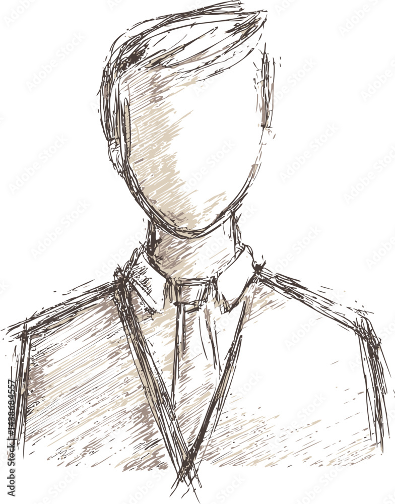 Obraz premium Sketch of a faceless person in a suit, abstract art concept. Vector illustration