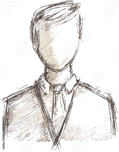 Sketch of a faceless person in a suit, abstract art concept. Vector illustration