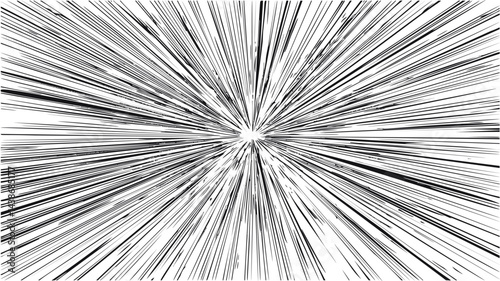 Abstract black and white radial speed lines pattern in comic style. Vector illustration