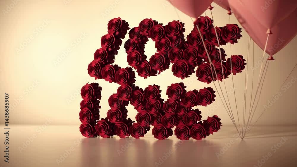 Romantic Rose Arrangement Spelling 'LOVE'