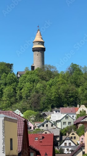 Stramberk, Czech Republic - charming medieval town with picturesque view of Truba castle town tower, Štramberk
