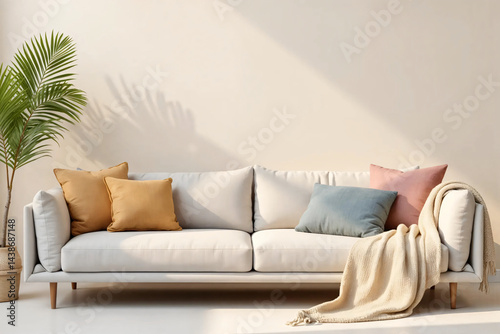 A Stylish Sofa with Decorative Cushions