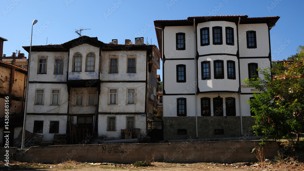 Naklejka premium Boyabat Town, located in Sinop, Turkey, is famous for its old Ottoman houses.