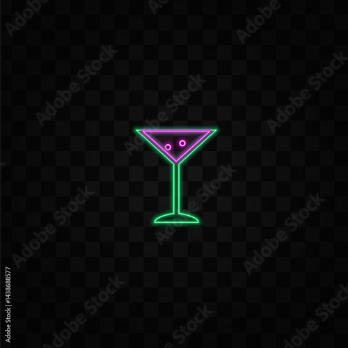 refreshing cocktails with ice cubes and lemons. Party at the club. neon style. Created for menu projects. Set of alcoholic drinks like Mojito or Martini