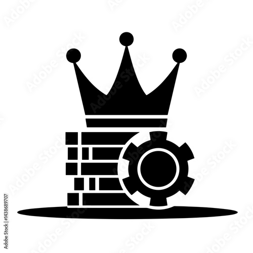 Crown with casino chips icon symbolizing gambling jackpot victory fortune casino success leadership high stakes rewards wealth entertainment and big wins