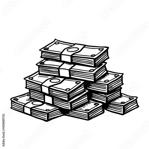 Large stacks of dollar bundles representing wealth fortune gambling casino jackpot winnings financial success high stakes money prosperity and big wins