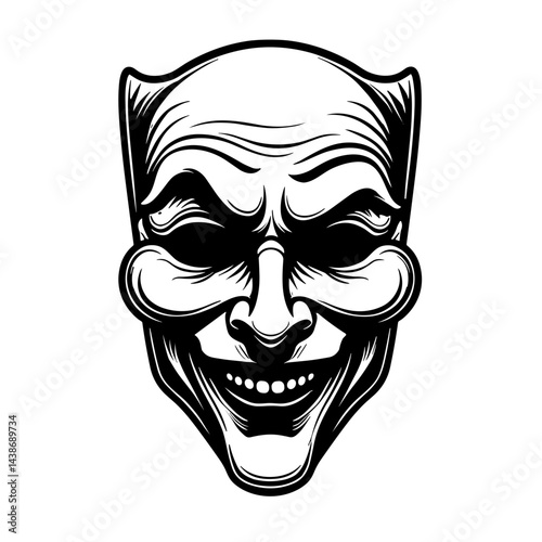 Masked smiling villain face representing deception gambling risk trickery bluff manipulation excitement casino games mystery fortune danger entertainment