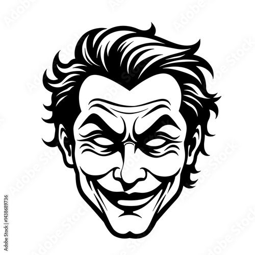 Sinister joker face representing gambling risk trickery deception bluff casino games chance manipulation entertainment danger excitement and fortune