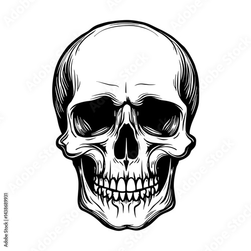 Realistic human skull illustration symbolizing danger death risk fear mystery horror dark gaming loss gambling failure hazard fortune