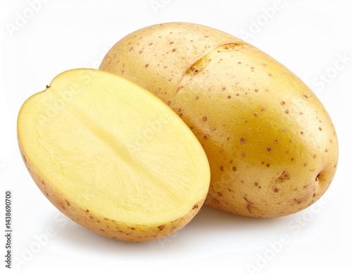 Two potatoes cut in half, generative AI image