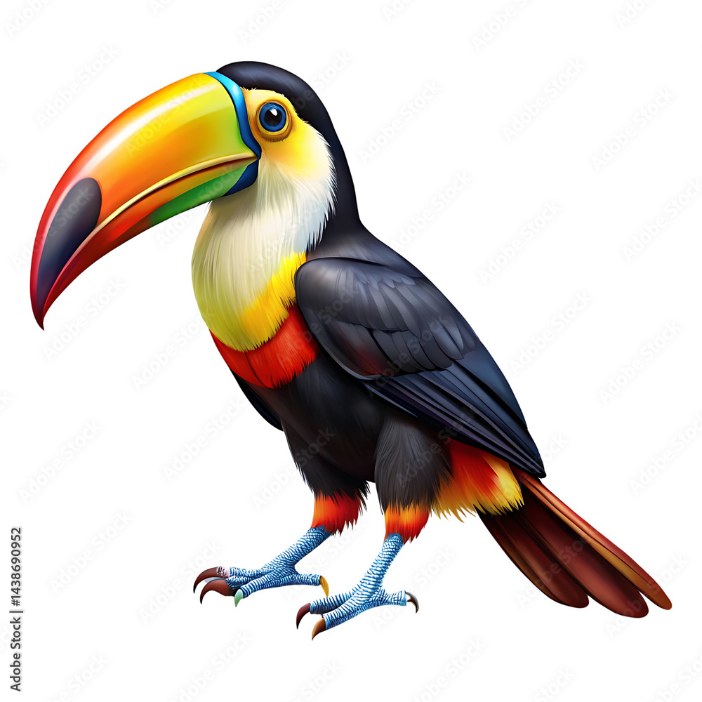 Fototapeta premium Vibrant Keel-billed Toucan Illustration isolated on transparent background