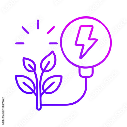 Green energy concept with plant and light bulb illustration  