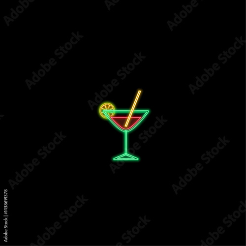 Tropical cocktails set. Martini cocktail, beer, soda. Drinks and alcohol-neon style seamless icons..Alcohol cocktail drink icons for menu. alcoholic beverages. cocktail glass.