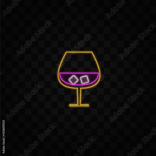 Tropical Cocktails vector set. neon style.glasses sparkling wine wine alcohol various shapes.drink neon. wine, martini, champagne, whiskey, beer