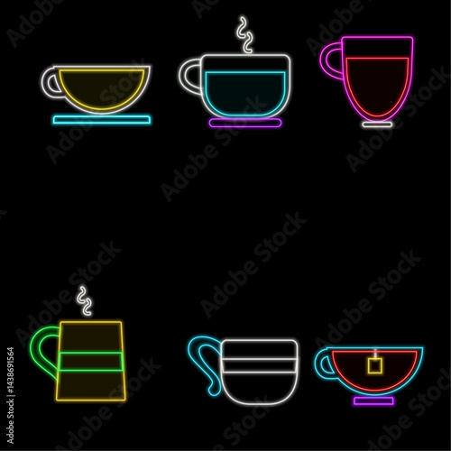 Tequila bar neon sign.Cocktails neon icon set. Cocktails collection neon signs.  Mexican alcoholic drinks pub emblem in neon.