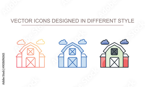 Farm House icon design with white background stock illustration