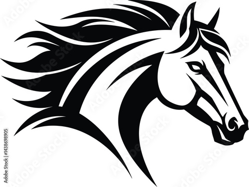 Black and White Vector Horse Head Profile