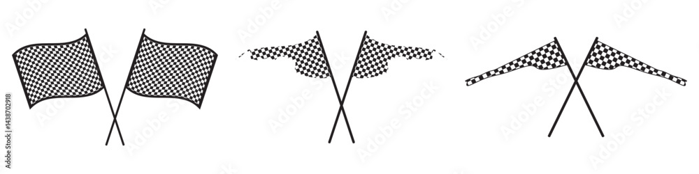 Fototapeta premium two crossed checkered Flag NASCAR Racing flag silhouette,Racing start and finish checkered flag