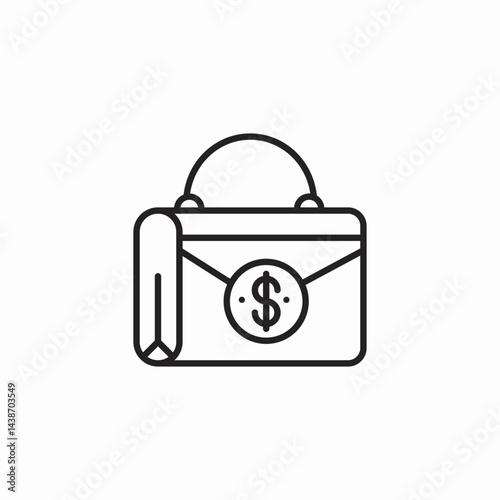 money briefcase handle icon sign vector