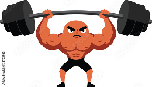 Muscular man lifting heavy barbell with weights fitness strength training exercise vector illustration 