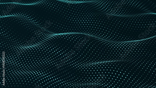 Abstract digital wave of particles. Futuristic point wave. Technology background. 3d