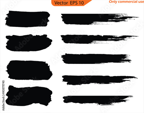 Set of grunge textures. Black and white paint brush strokes. Set of grunge banners.  Black ink line, grunge brush strokes, ink paint set, EPS 10. clip art. Paint splatter Paint stroke. Only commercial