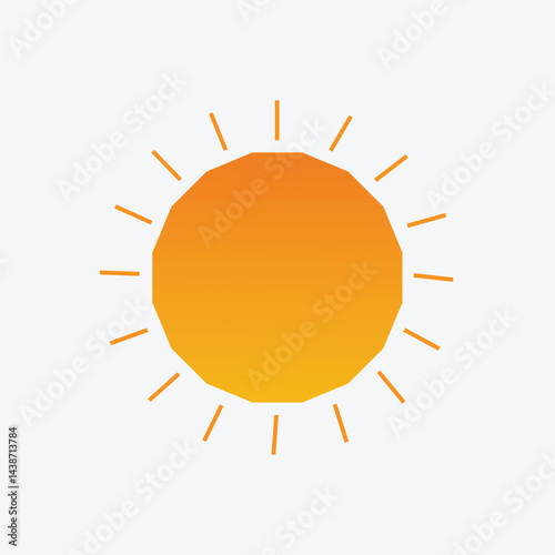 Stylized Yellow Sun Icon Illustration Isolated On White Background.
