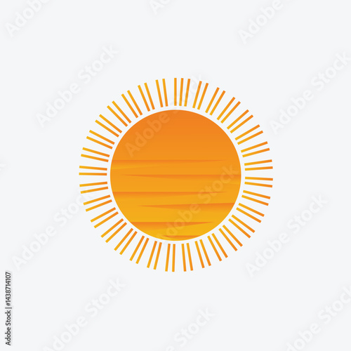 Stylized Yellow Sun Icon Illustration Isolated On White Background.