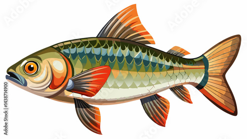 Freshwater fish isolated on white background closeup. The common dace, also known as dace or the Eurasian dace is a fish in the carp family Cyprinidae, type species: Leuciscus leuciscus