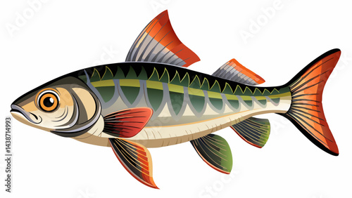 Freshwater fish isolated on white background closeup. The common dace, also known as dace or the Eurasian dace is a fish in the carp family Cyprinidae, type species: Leuciscus leuciscus