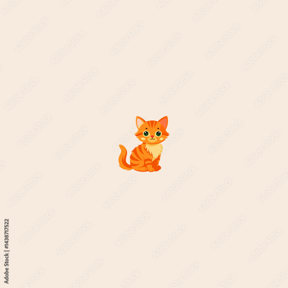 Fototapeta premium Colorful cat icon flat vector design.