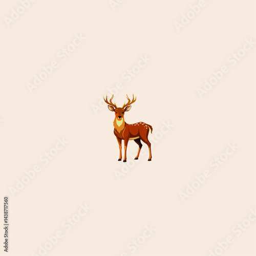 Colorful Deer icon flat vector design. 