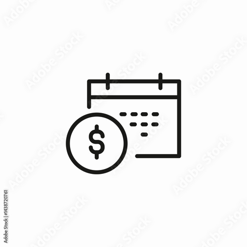 calendar dollar icon sign vector