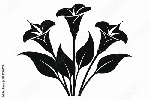 Calla Lily Floral icons of silhouette vector illustration on white background.
