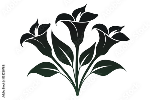 Calla Lily Floral icons of silhouette vector illustration on white background.
