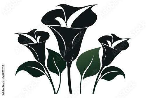 Calla Lily Floral icons of silhouette vector illustration on white background.