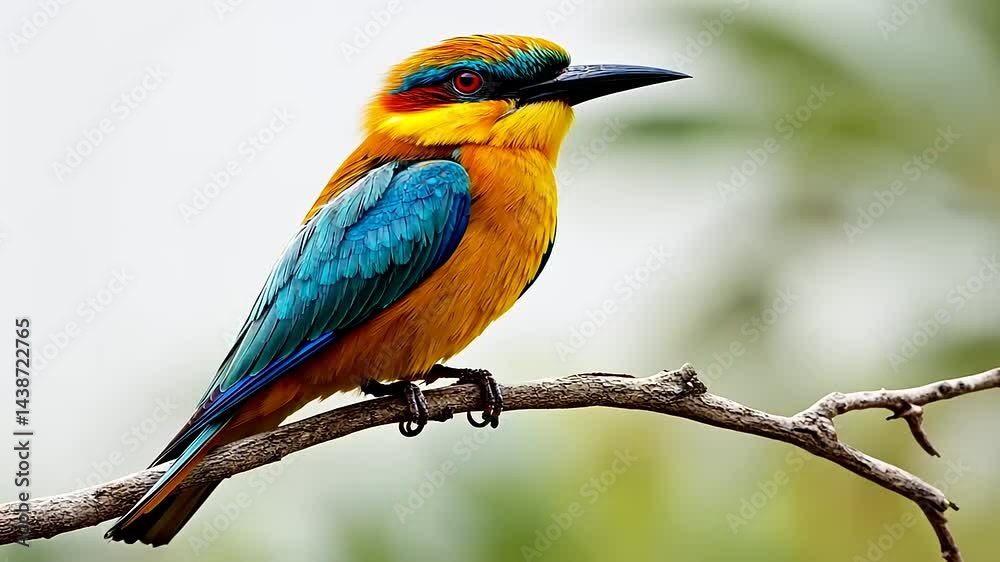 Colorful bird perched on a branch against a blurred background Colorful bird perched on a branch against a blurred background