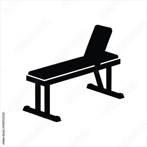  Fitness Workout Bench Black and White Silhouette Vector