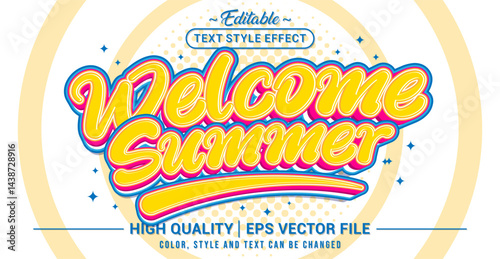 Editable text style effect - Welcome Summer text style theme. Vector text style illustration template.