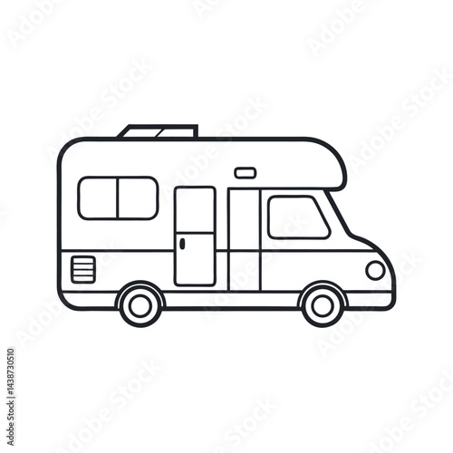 outline of a motorhome line art vector