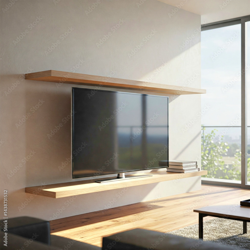 Fototapeta premium floating tv under shelf