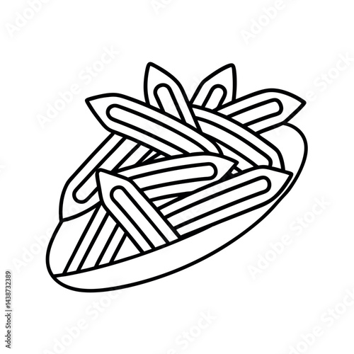 outline of a pasta penne line art vector