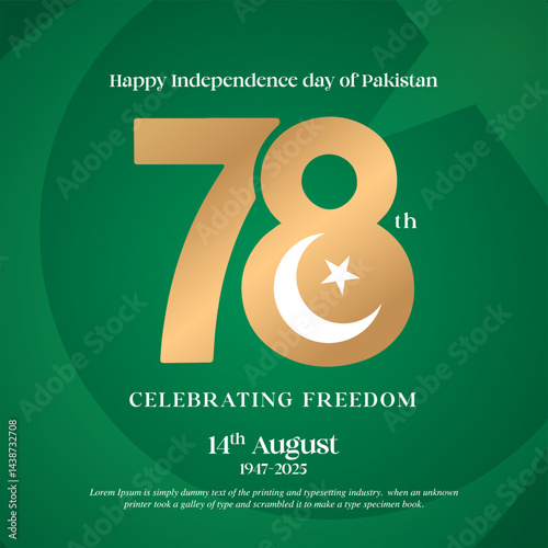 78th year of Pakistan's Independence Day, 14 August vector illustration.