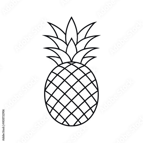 outline of a pineapple line art vector
