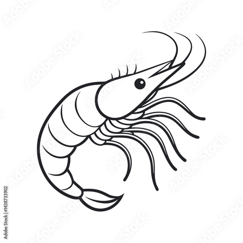 outline of a shrimp line art vector