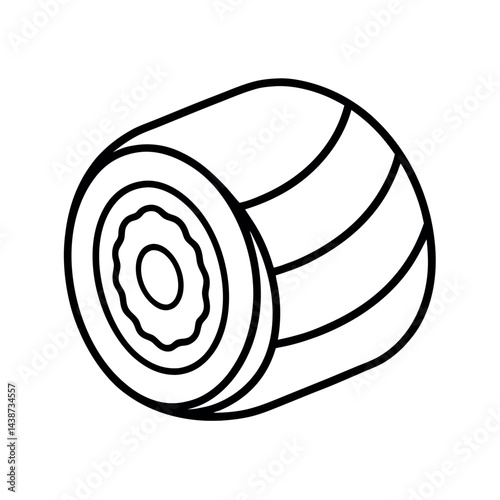outline of a sushi roll with line art vector