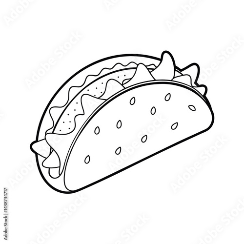 outline of a taco line art vector