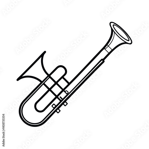 outline of a trombone line art vector
