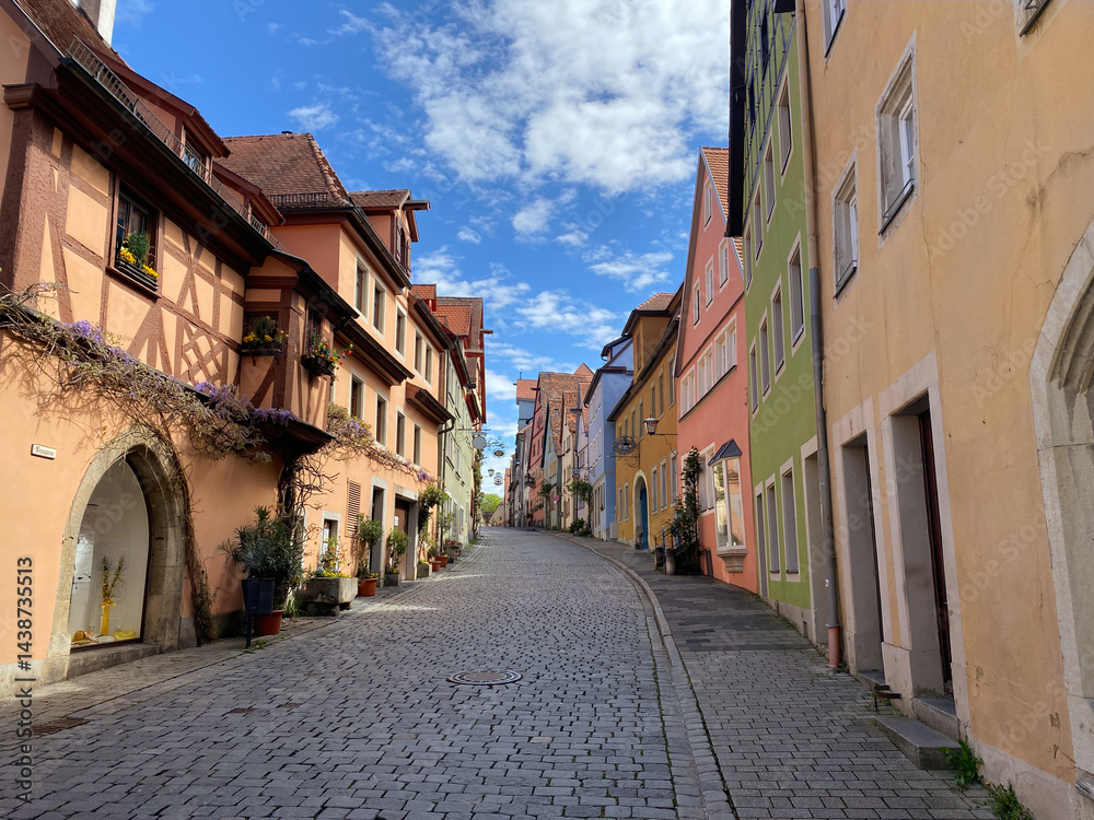 Obraz premium street view of medieval german town Rottenburg with traditional timbered houses