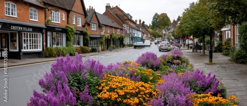 Wallpaper Mural Picturesque Village Street with Vibrant Flowers Torontodigital.ca